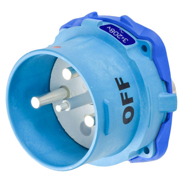 63-98163 - DSN150 INLET POLY BLUE SIZE 5 TYPE 4X IP 69 3P+G 150A 208 VAC 60 Hz NO AUX